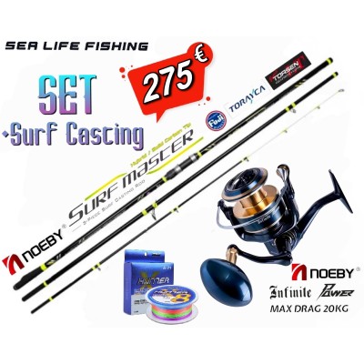 Προσφορά Σετ Surf Casting Καλάμι NOEBY Surf Master HYBRID 4.25m C.W:100 - 250gr TORAY JAPAN CARBON Fuji Guides και Μηχανισμός NOEBY INFINITE POWER 8000 - 10000 Max Drag 20kg Προσφορά Σετ Surf Casting Καλάμι NOEBY Surf Master HYBRID 4.25m C.W:100 - 250gr TORAY JAPAN CARBON Fuji Guides και Μηχανισμός NOEBY INFINITE POWER 8000 - 10000 Max Drag 20kg