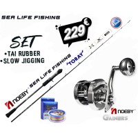 Σετ Ψαρέματος Slow Jigging Tai Rubber Καλάμι NOEBY x Sea Life Fishing THUNDER 1.83m C.W:30-300gr Fuji Alconite Guides και Μηχανισμός NOEBY GAINERS Max Drag 12kg Σετ Ψαρέματος Slow Jigging Tai Rubber Καλάμι NOEBY x Sea Life Fishing THUNDER 1.83m C.W:30-300gr Fuji Alconite Guides και Μηχανισμός NOEBY GAINERS Max Drag 12kg