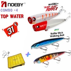Combo x4 Τεχνητών Δολωμάτων TOP WATER και Θήκη Μεταφοράς Τεχνητών Sea Life Fishing L