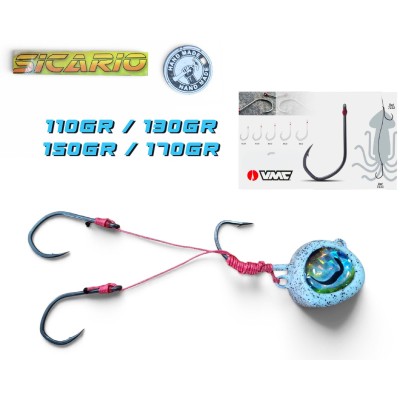 Oceanic Sicario Zoka Jig Camo 110gr / 130gr / 150gr / 170gr Αρματωμένη με Κλέφτες 2 Αγκίστρια VMC ReDenteX Hi Carbon