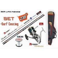 Προσφορά Σετ Surf Casting Καλάμι NOEBY Surf Master Tubular 4.25m C.W:100 - 250gr TORAY JAPAN CARBON Fuji Guides και Μηχανισμός NOEBY NONSUCH SURF 8000 - 10000 - 14000 Max Drag 30kg  Και Δώρο Διπλή Θήκη Καλαμιών 1.65m