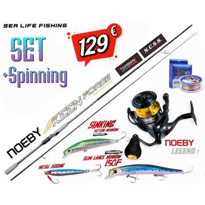 Σετ Ψαρέματος Spinning Καλάμι NOEBY KEEN FORCE Carbon 2.59m / 2.75m / 2.90m - C.W:7-35gr και Μηχανισμός NOEBY LEGEND7 3000 / 4000 Max Drag:18kg