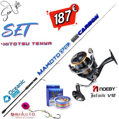 Σετ Ψαρέματος Hitotsu Tenya Καλάμι Oceanic Makoto 7'5 2.26m C.W:30-100gr / No. 6 - 25 και Μηχανισμός NOEBY INFINITE V9 4000 Max Drag 10kg