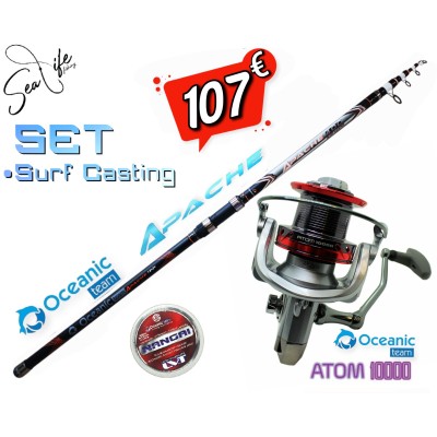 Προσφορά Σετ Ψαρέματος Surf Casting Καλάμι Oceanic Apache 4.00m C.W:Max 150gr και Μηχανισμός Oceanic ATOM 10000 Max Drag 15kg